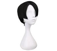 Parrucca cosplay anime Harajuku Anime Parrucca Cosplay Attacco su Titan-Levi/Rivaille Nero Breve Calore Parrucche Sintetiche Parrucche Peruca Pelucas