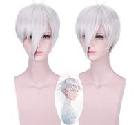 Parrucca Cosplay Anime Houseki No Kuni Antartide Argento Bianco Capelli corti Parrucche per adulti + Antartide Terra della brillante