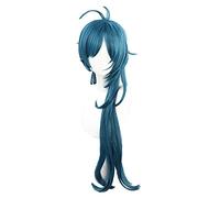 Parrucca cosplay anime Kaeya Parrucca Genshin effetto cosplay blu lungo rettilineo resistente al calore Cosplay parrucche+parrucca cappuccio