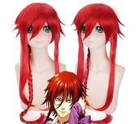 Parrucca cosplay anime Kamigami No Asobi Loki Laevatein Halloween treccia lunga dritta rossa capelli sintetici parrucche cosplay + cappuccio parrucca taglia unica PL-349