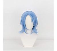 Parrucca Cosplay Anime Kingdom Hearts Iii Aqua Corto Blu Resistente al calore Fibra Capelli Halloween Carnevale Costume Giochi di ruolo Parrucche KUMZ3629