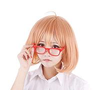 Parrucca cosplay anime Kyoukai no Kanata Kuriyama Mirai per donne/ragazze Halloween, festa, scena, gioco Parrucca e occhiali corti pera sintetica