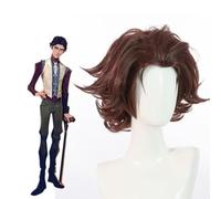 Parrucca Cosplay Anime LOL Arcane victor parrucche Cospaly uomo parrucca sintetica riccia corta marrone scuro Costume di Halloween Cosplay Party Free cap