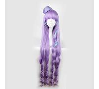 Parrucca Cosplay Anime Macross Delta Mikumo Guynemer Parrucca，Purple Long Curly Parrucca Cosplay，con Rete per Parrucca Gratuita，per Festa Carnevale Halloween Cosplay Parrucca