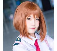 Parrucca Cosplay Anime My Hero Academia Ochako Uraraka Short Brown Bob Heat Resistant Head Costume