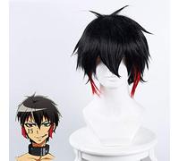 Parrucca cosplay anime Nanbaka Jyugo No 15 The Numbers Jugo Prison Short Black Red Parrucche sintetiche resistenti al calore Capelli per il viso