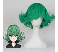 Parrucca Cosplay Anime One Punch Man Tatsumaki 30cm Capelli sintetici corti ricci ondulati resistente al calore + Cappuccio parrucca gratuito tatsumaki