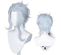 Parrucca cosplay anime, parrucca Genshin Impact, con due cappucci per parrucca, per Halloween, feste e così via. (Il Dottore Cosplay)