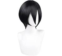 Parrucca cosplay anime Parrucca nera per Mikasa AOT Cosplay Finale stagione 4, Capelli corti anime con frangia