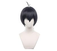 Parrucca Cosplay anime per Blue Lock Bachira Meguru Cosplay parrucca capelli corti neri con cappuccio per parrucca (Isagi Yoichi)