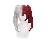 Parrucca Cosplay anime per parrucche sintetiche My Hero Academia con cappuccio libero (Shoto Todoroki-2 Ponytail)