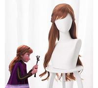 Parrucca cosplay anime principessa Anna 70 cm lunghi ricci ondulati termoresistenti capelli sintetici marroni parrucche da festa in costume per adulti