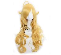 Parrucca cosplay anime RWBY Yang Xiao lunga parrucca gialla capelli ricci lunghi resistente al calore Gioco di ruolo Parrucca sintetica e coda di cavallo PL-004
