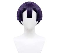 Parrucca Cosplay Anime Sleepy Princess in The Demon Castle Demon Cleric Parrucca,Black purple mixed short Parrucca Cosplay,Con rete per parrucca gratuita,per Festa Carnevale Halloween Cosplay Parrucca
