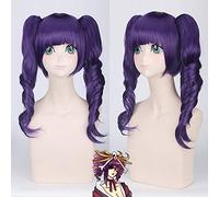 Parrucca cosplay anime viola GHK 40 cm candeggina katenkyoukotsu con doppia coda di cavallo ondulata resistente al calore parrucche sintetiche per le donne