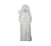 Parrucca cosplay bianca argento lunga 100 cm, trecce con fiocco pre-in stile, capelli sintetici resistenti al calore