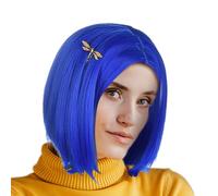 Parrucca cosplay blu corta, parrucche blu per donne - Parrucca per capelli da costume da 11 pollici | Parrucche Bob blu, parrucca per capelli, parrucca cosplay dritta per costume anime per ragazze, do