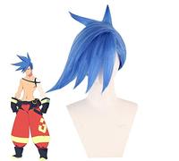 Parrucca Cosplay Burning Rescue Galo Thymos parrucca corta blu resistente al calore parrucca (bisogno di uno stile personalizzato) + protezione parrucca gratuita