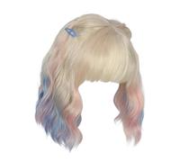 Parrucca Cosplay con Frangia - Parrucche Corte Ricce Colorate con Frangia - Accessorio Per Carnevale E Role Play | Per Donne Ragazze Costumi Cosplay Feste Spettacoli Fotografia Raduni Halloween