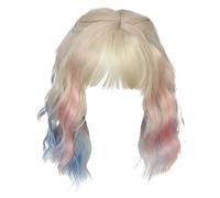 Parrucca Cosplay Con Frangia | Parrucche Corte Ricci Colorate Con Frangetta Per Costume - Accessori Per Costume Per Role Play,Per Feste, Spettacoli, Foto, Halloween, Donne E N