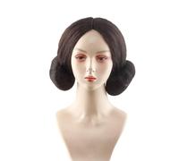 Parrucca Cosplay Corta Marrone Da Principessa Con 2 Chignon, Parrucca In Fibra Sintetica Morbida E Resistente Per La Festa Di Halloween Delle Donne