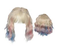 Parrucca Cosplay corta | Parrucche Corte Ricci Colorate Con Frangetta Per Costume,Accessori Per Costume Per Role Play - Per Feste, Spettacoli, Foto, Halloween, Donne E Ragazze