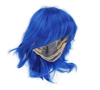Parrucca cosplay corta soffice uomo naturale parrucca sintetica anime capelli blu elegante alla moda comoda non c'è bisogno di tagliare per feste giochi di ruolo di Halloween