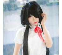 Parrucca Cosplay Date A Live Tokisaki Kurumi Parrucca,Long Black Parrucca,con Rete per Parrucca Gratuita,Halloween Costume Cosplay,per Festa Carnevale Natale(Size:Style 1)