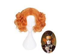 Parrucca cosplay di Alice nel paese delle meraviglie 2 Cappellaio matto Hightopp parrucca corta arancione resistente al calore capelli sintetici Perucas