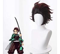 Parrucca cosplay di Anime Blade of Demon Tanjirou Kamado Parrucche Cosplay Parrucca sintetica resistente al calore Capelli Festa di Halloween Kimetsu no Yaiba