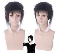 Parrucca cosplay di Anime Bungo Stray Dog Ryuunosuke Akutagawa Capelli sintetici Corto nero bianco mix Cosplay parrucca + cappuccio parrucca Taglia unica PL-153