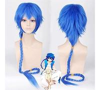 Parrucca cosplay di Anime Magi Aladdin Capelli sintetici blu da uomo con trecce intrecciate Parrucche Cosplay Parrucche da festa di Halloween Parrucca taglia unica PL-010
