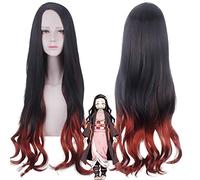 Parrucca cosplay di Demon Slayer Nezuko Kamado Kimetsu No Yaiba Resistente al calore Capelli ricci lunghi Costume cosplay Parrucche anime + Cappellino parrucca KUPL180