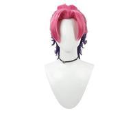 Parrucca Cosplay di gioco Kayn Cosplay Parrucca viola rosa corta liscia parrucche sintetiche resistenti al calore