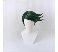 Parrucca cosplay di JoJo Bizzarra avventura Rohan Kishibe Parrucca corta sintetica resistente al calore verde scuro Anime Costume Gioca parrucche KUMZ0162