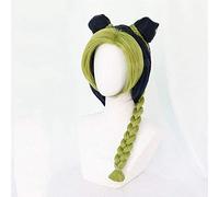 Parrucca cosplay di Jolyne Cujoh La bizzarra avventura di Jojo Vento dorato Kujo Verde Versione lunga Panini Trecce Parrucche sintetiche per capelli + Cappellino per parrucca 1491 A
