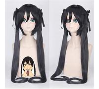 Parrucca cosplay di Kon Nakano Azusa 100 cm di capelli sintetici neri lunghi con doppia coda di cavallo Parrucche in costume da festa di Halloween Anime