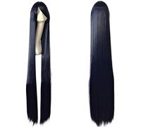 Parrucca cosplay diritta lunga 150 cm 60 '' 20 colori parrucca bionda blu rosa argento capelli sintetici donne cosplay partito comune 150 cm parrucche parrucca blu navy comune 01