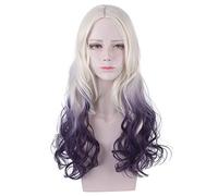 Parrucca Cosplay Discendente 2 Mal Parrucca lunga ondulata Bionda Viola Ombre Capelli sintetici Parrucca costume centrale PL-109