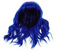 Parrucca Cosplay Donna Blu, Caschetto Mosso Ondulato, Look Realistico | Fibra ad Alta Temperatura, Lunghezza alle Spalle, Adatta a Party e Festival, Styling Semplice e Uso Versatile