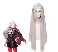 Parrucca Cosplay Emblema del fuoco ThreeHouses Parrucca Edelgard Von Fresberg Lungo Grigio Dritto Parte centrale Capelli Halloween Giochi di ruolo Parrucche