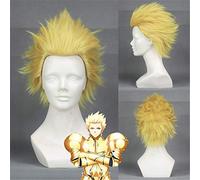 Parrucca Cosplay Fate/Zero Archer Gilgamesh Parrucche corte bionde ad alta temperatura Parrucche sintetiche Pelucas