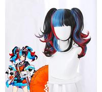 Parrucca cosplay FGO Fate/Grand Order Sei Shonagon Nero Blu Rosso Misto Ricci termoresistenti Parrucche per capelli Parrucche + Cappellino per parrucca 235LL
