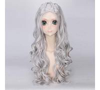 Parrucca Cosplay film bianco regina parrucca cosplay ondulata giallo chiaro e argento capelli sintetici parrucche costume Alice Wonderland dm765 2