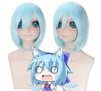 Parrucca Cosplay GHK 14 pollici Anime Project Cirno Short capelli sintetici blu chiaro Costume di Halloween Parrucche dritte Bob per le donne