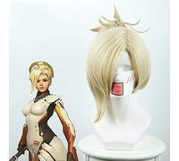 Parrucca Cosplay GHK 30cm OW Mercy per le donne Gioco capelli termoresistenti 30cm OW Angela Ziegler Parrucca Cosplay Mercy Capelli sintetici