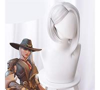 Parrucca Cosplay GHK di colore bianco Ashe Parrucche Cosplay Parrucca Cosplay per capelli sintetici resistenti ai capelli
