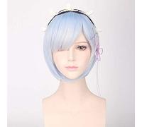 Parrucca Cosplay GHK Rem Ram Anime Capelli blu rosa Re: La vita in un mondo diverso da zero Parrucche sintetiche Bob corte per Halloween Per donna Parrucca blu