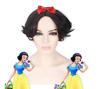 Parrucca Cosplay GHK sintetico Biancaneve Principessa Parrucca corta per capelli ondulati neri Costume per anime da donna Resistente al calore da 30 cm