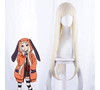 Parrucca cosplay Kakegurui xx Yomoduki Runa per donna Ragazza Parrucca lunga dritta da 80 cm Parrucca anime resistente al calore Parrucca da festa sintetica per capelli biondi Yomoduki Runa
